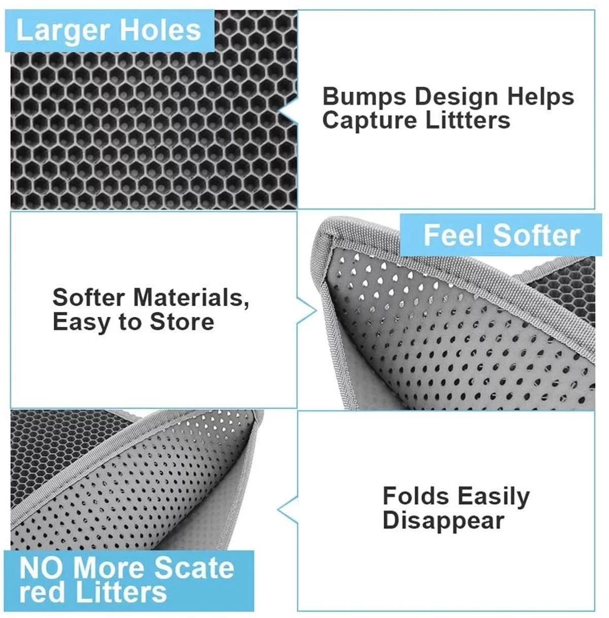 Cat Litter Trapping Mat, Waterproof Honeycomb Sifting Extra Easy Clean